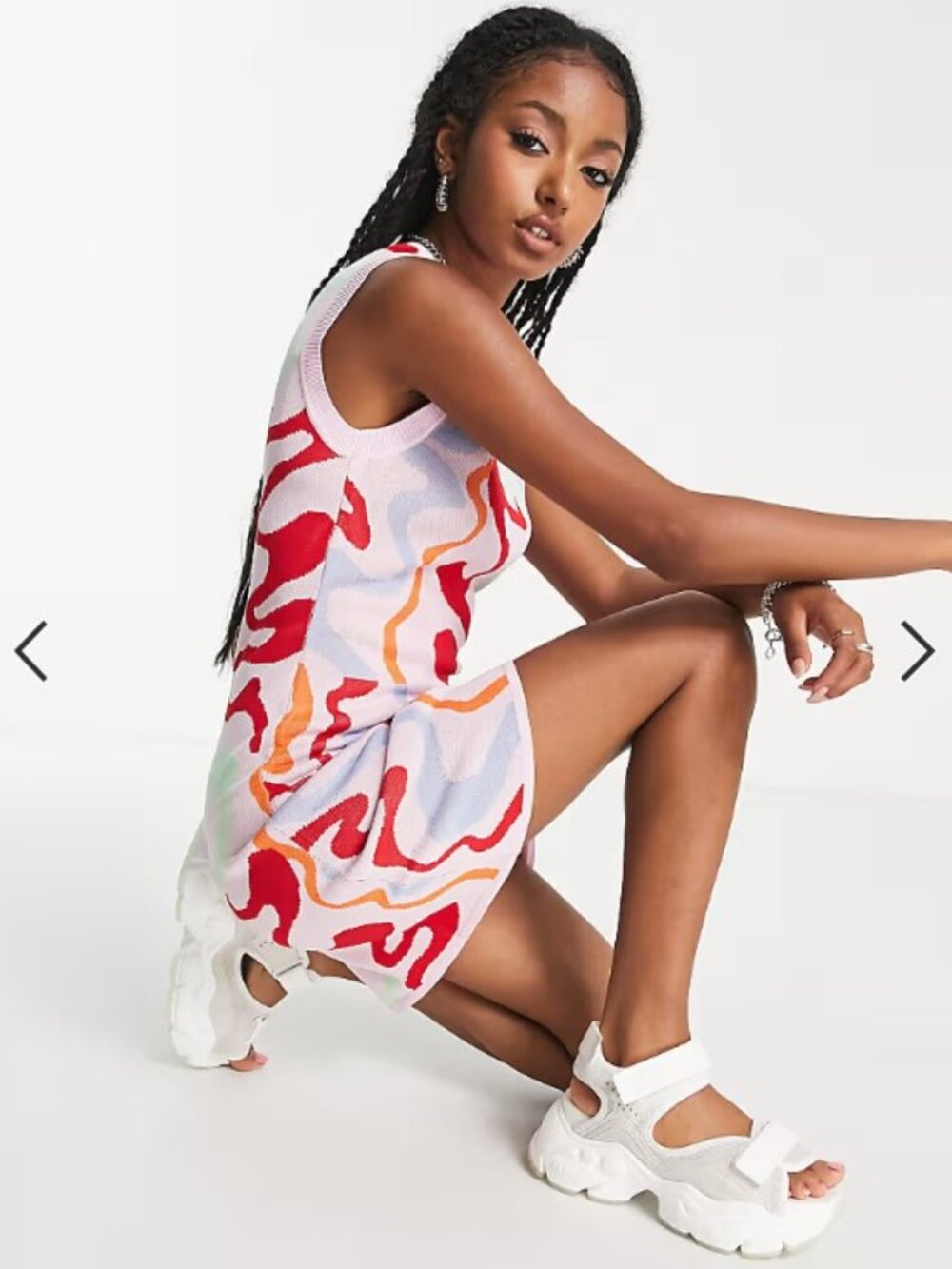 ASOS Urban Revivo Womens Dress 8 Sleeveless Knit Abstract Design Pink Maximalist - Picture 6 of 12